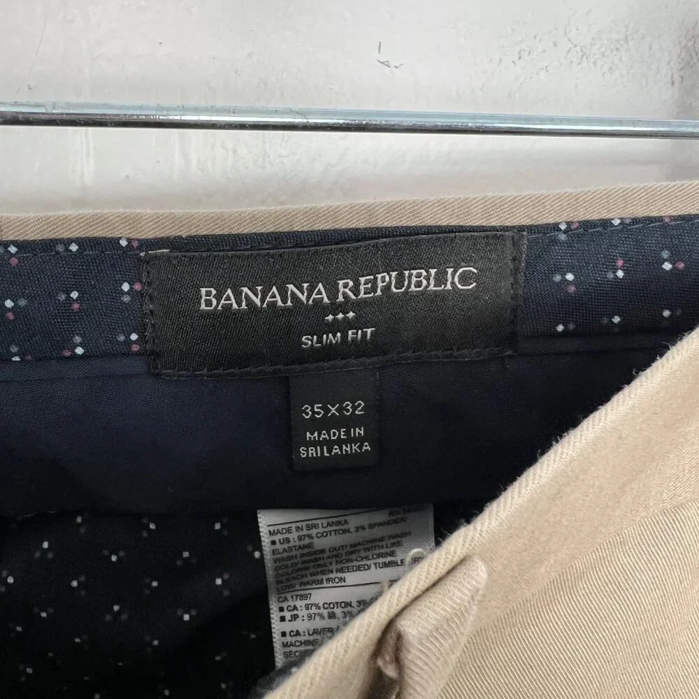Banana Republic Slim Fit Pants‎ Men's Size 35x32 Tan Khaki Chino's